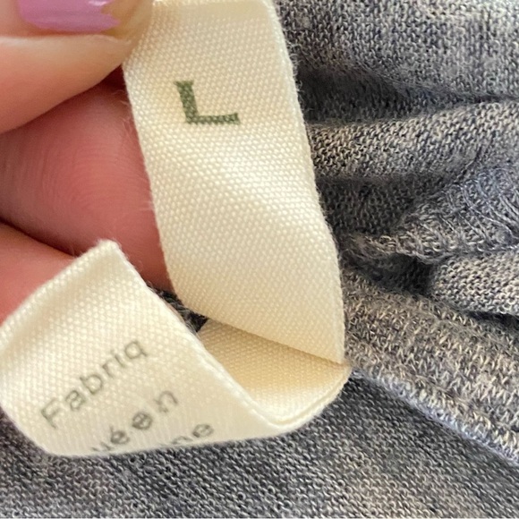 TINY gray white open waterfall hi low raw hem cardigan - Picture 9 of 10